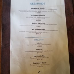 Breakfast menu