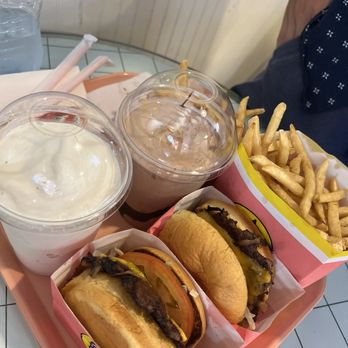 Herbie’s Burgers - Single Cheeseburger with FRIES and a Vanilla Shake and Chocolate Shake - Burgers Near Me - Albany, New York