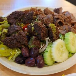 Spinning Meats Catering - Greek Salad with gyro meat and falafel