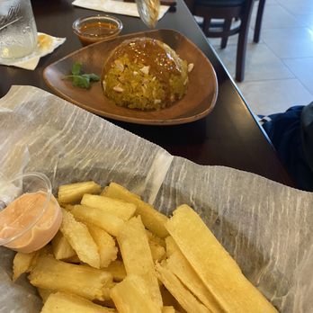 Raine's Kitchen - Yuca fries with garlicky chicken mofongo! - Desserts Near Me - Howell Township, New Jersey Raine's Kitchen - Yuca fries with garlicky chicken mofongo! - Desserts Near Me - Howell Township, New Jersey