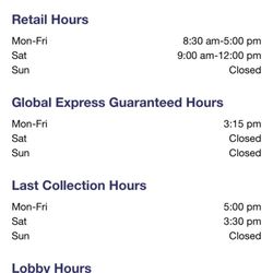 US Post Office - Hours of operation