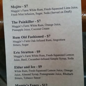 Maggie's Farm Rum - The drink menu from 5-14-16. - Distilleries Near Me - Pittsburgh, Pennsylvania