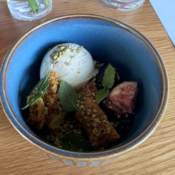 Heritage - Fig Leaf Ice Cream - With pollen and sweet honeycomb! - Modern European Near Me - Long Beach, California Heritage - Fig Leaf Ice Cream - With pollen and sweet honeycomb! - Modern European Near Me - Long Beach, California