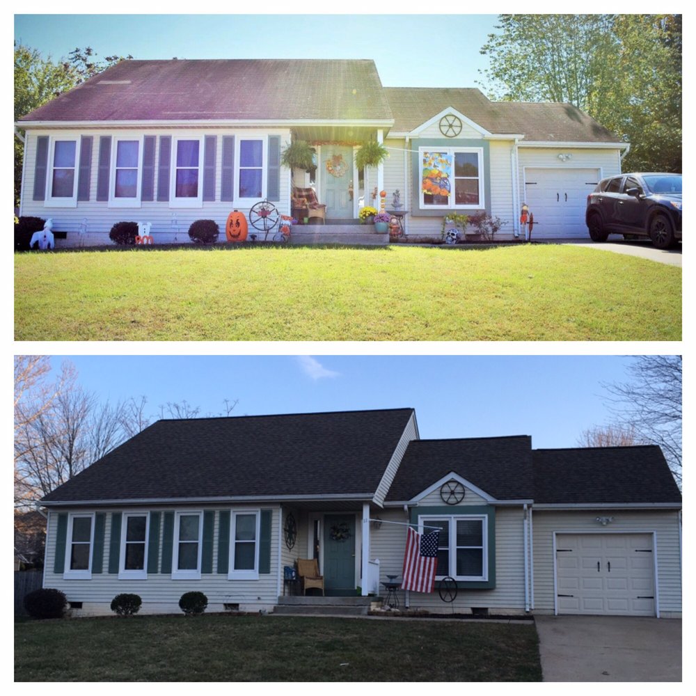 John Mills Roofing - Before (sunny photo) and after! - Roofing Near Me - Fredericksburg, Virginia John Mills Roofing - Before (sunny photo) and after! - Roofing Near Me - Fredericksburg, Virginia