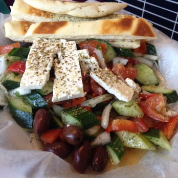Paros Real Greek - Excellent Greek salad with feta cheese and pita slices - Greek Near Me - Calgary, Alberta Paros Real Greek - Excellent Greek salad with feta cheese and pita slices - Greek Near Me - Calgary, Alberta