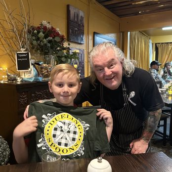 Dueling Spoons - Chef Billy making my son's day - Salad Near Me - Fall Creek, Oregon Dueling Spoons - Chef Billy making my son's day - Salad Near Me - Fall Creek, Oregon