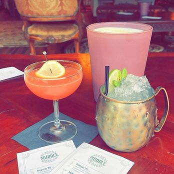Muddle. - The Moscow Mule is on the right, mint was actually muddled into the drink which made it taste very good, presentation is very good. - Cocktail Bars Near Me - Greensboro, North Carolina Muddle. - The Moscow Mule is on the right, mint was actually muddled into the drink which made it taste very good, presentation is very good. - Cocktail Bars Near Me - Greensboro, North Carolina
