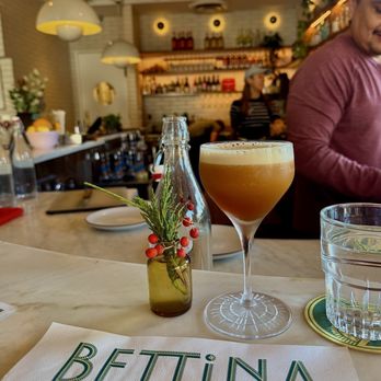Bettina - Espresso Martini sitting inside at the bar - Pizza Near Me - Santa Barbara, California
