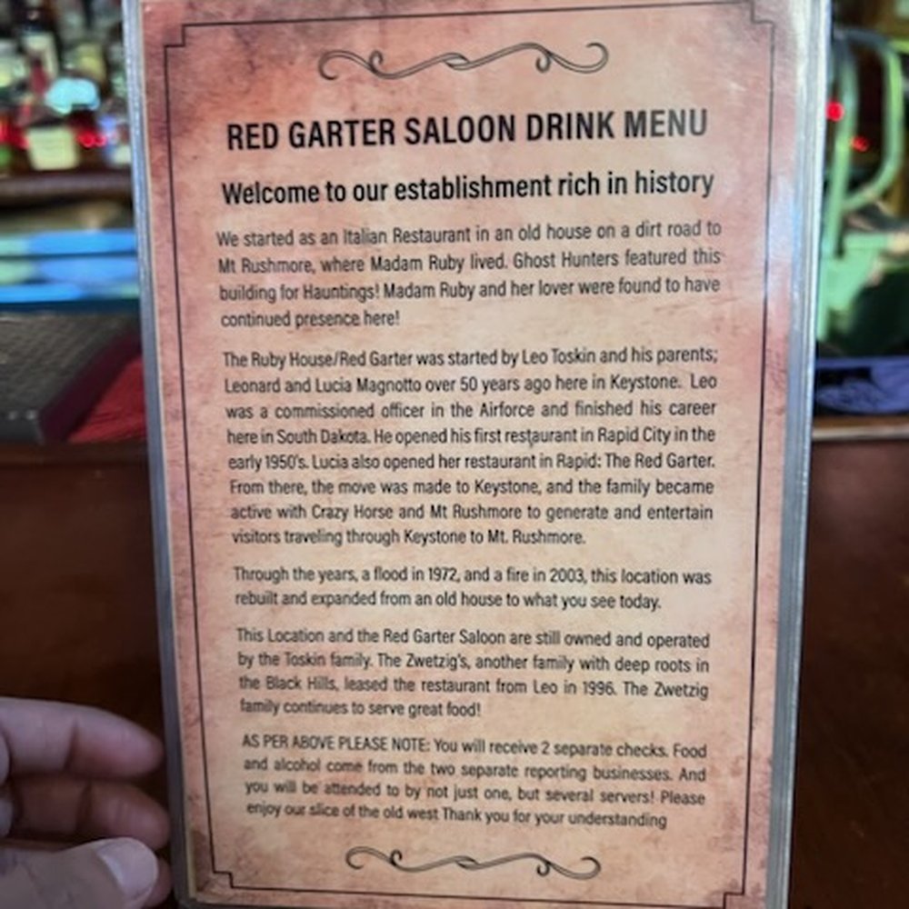 Ruby House Restaurant - the menu from bar next door - American Near Me - Keystone, South Dakota Ruby House Restaurant - the menu from bar next door - American Near Me - Keystone, South Dakota