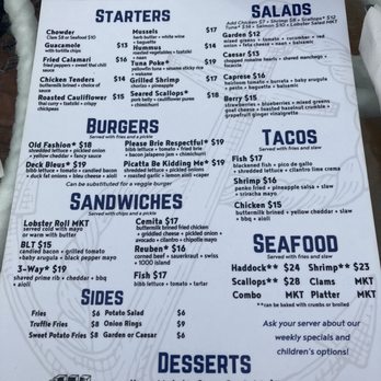The Deck - Menu - Seafood Near Me - Salisbury, Massachusetts