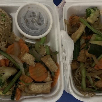Green Papaya - What's this? Dinner of course! Tofu and mixed veggies, fried rice, glass noodles - Vietnamese Near Me - Fort Smith, Arkansas