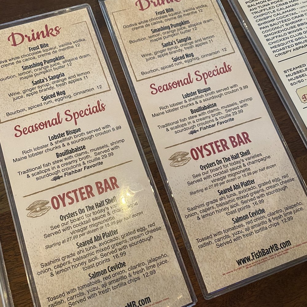 FishBar - Menu - Seafood Near Me - Manhattan Beach, California FishBar - Menu - Seafood Near Me - Manhattan Beach, California