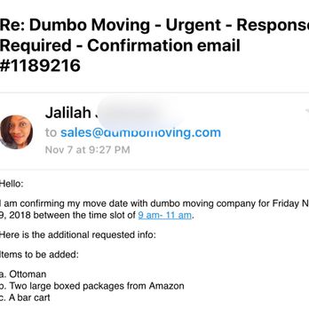 Dumbo Moving & Storage - Proof that I did send the info about the extra items - Movers Near Me - Brooklyn, New York Dumbo Moving & Storage - Proof that I did send the info about the extra items - Movers Near Me - Brooklyn, New York