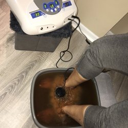 Glamour Beauty Lounge - Client receiving Ionic Foot Bath