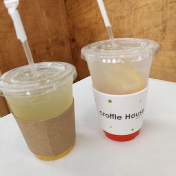Croffle House - Yuzu Tea Left. Sunset lemonade right - Bakeries Near Me - Flushing, New York Croffle House - Yuzu Tea Left. Sunset lemonade right - Bakeries Near Me - Flushing, New York