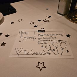 Hand written birthday card and confetti on the table when we arrived Hand written birthday card and confetti on the table when we arrived