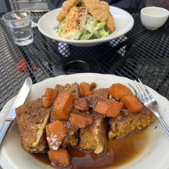 Jacob's Pickles - Salad Chicken Caesar Salad and Biscuit French Toast (cinnamon pumpkin French toast with yams and thyme)! - Comfort Food Near Me - New York, New York Jacob's Pickles - Salad Chicken Caesar Salad and Biscuit French Toast (cinnamon pumpkin French toast with yams and thyme)! - Comfort Food Near Me - New York, New York