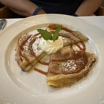La Ferme - Warm Crèpes filled with Milk chocolate and Hazelnut ganache and caramel sauce - French Near Me - Chevy Chase, Maryland La Ferme - Warm Crèpes filled with Milk chocolate and Hazelnut ganache and caramel sauce - French Near Me - Chevy Chase, Maryland