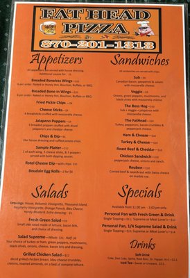 Menu photo 1 Fat Head Pizza Newport, AR Menu photo 1 Fat Head Pizza Newport, AR