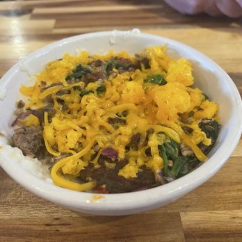 Great Crepes & More - Grits Bowl with Sausage - YUM! - Breakfast & Brunch Near Me - Laurens, South Carolina Great Crepes & More - Grits Bowl with Sausage - YUM! - Breakfast & Brunch Near Me - Laurens, South Carolina
