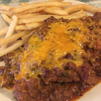 Pine Country Restaurant - Hamburger covered in chili! - Breakfast & Brunch Near Me - Williams, Arizona Pine Country Restaurant - Hamburger covered in chili! - Breakfast & Brunch Near Me - Williams, Arizona
