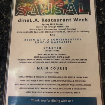 SAUSAL - DineLA 2021 - Mexican Near Me - El Segundo, California SAUSAL - DineLA 2021 - Mexican Near Me - El Segundo, California