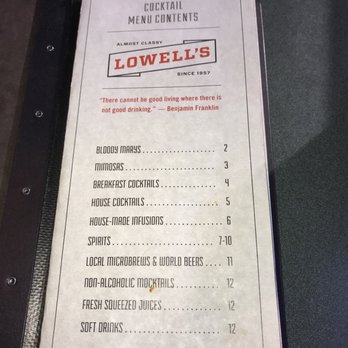 Lowell's Restaurant - Cocktail menu - American Near Me - Seattle, Washington