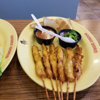 Noodle World - Thai Satay Chicken has very lightly Satay flavor. I guess it's chicken breast meat. - Chinese Near Me - Alhambra, California Noodle World - Thai Satay Chicken has very lightly Satay flavor. I guess it's chicken breast meat. - Chinese Near Me - Alhambra, California