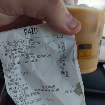 McDonald's - Receipt showing wrong size drink provided - Fast Food Near Me - Barstow, California McDonald's - Receipt showing wrong size drink provided - Fast Food Near Me - Barstow, California
