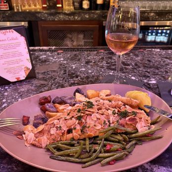 Briquette - Trout Almandine and French rosé. - Seafood Near Me - New Orleans, Louisiana Briquette - Trout Almandine and French rosé. - Seafood Near Me - New Orleans, Louisiana