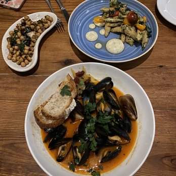 Leon's Full Service - Fried okra, mussels, and warm chickpea salad. - Gastropubs Near Me - Decatur, Georgia