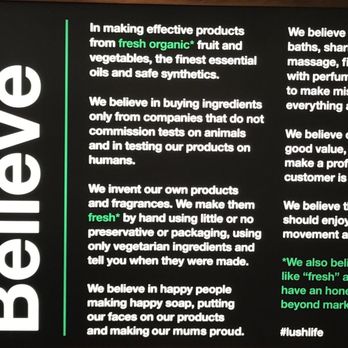 Lush - Lust's Company Mission. - Cosmetics & Beauty Supply Near Me - Bethesda, Maryland