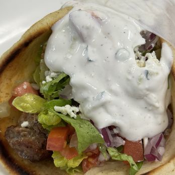 Souvlaki Grill II - Huge pork souvlaki is juicy but could use a better wrapping and thinner pita - Greek Near Me - West Palm Beach, Florida Souvlaki Grill II - Huge pork souvlaki is juicy but could use a better wrapping and thinner pita - Greek Near Me - West Palm Beach, Florida