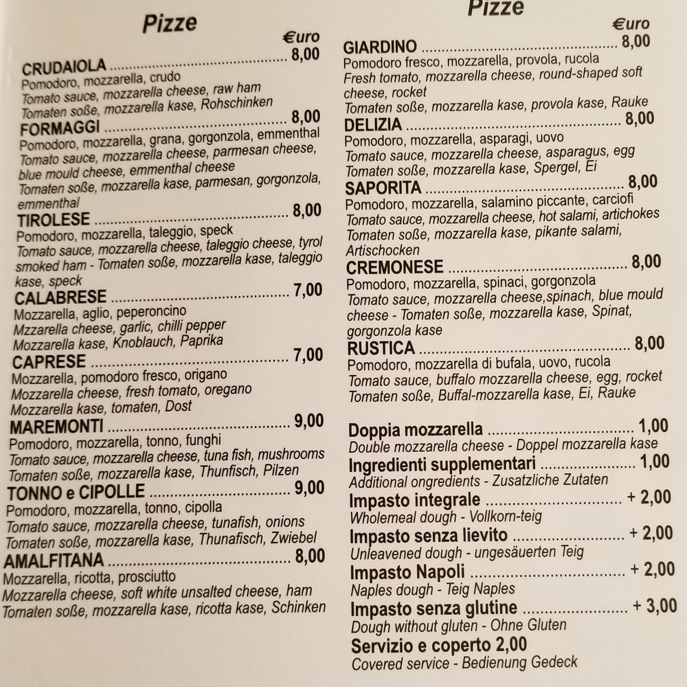 Hotel Duomo - Pizza Menu - Hotels Near Me - Cremona, CR