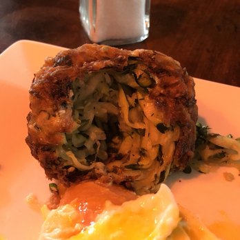 Blue Daisy - Zucchini hash browns.. uh no.. they are deep fried zucchini balls. Not good. No flavor. - Creperies Near Me - Santa Monica, California Blue Daisy - Zucchini hash browns.. uh no.. they are deep fried zucchini balls. Not good. No flavor. - Creperies Near Me - Santa Monica, California