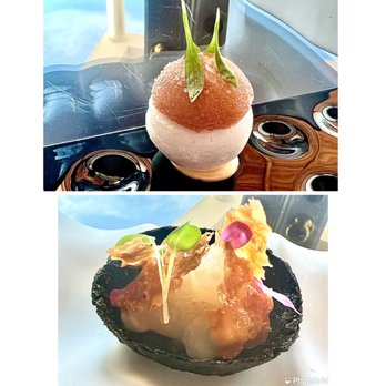 The Yeatman's Restaurant - Codfish merengue (top) and langoustine with chicken skin in nori bowl (bottom) - Minho Near Me - Vila Nova de Gaia, 13 The Yeatman's Restaurant - Codfish merengue (top) and langoustine with chicken skin in nori bowl (bottom) - Minho Near Me - Vila Nova de Gaia, 13