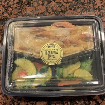 Poor House Bistro - Cheesy Shrimp and Grits with sautéed veggies - neatly packed - Cajun/Creole Near Me - San Jose, California Poor House Bistro - Cheesy Shrimp and Grits with sautéed veggies - neatly packed - Cajun/Creole Near Me - San Jose, California