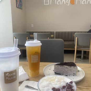 Mango Mango Dessert - Snow White juice w/ red bean and lychee, Oreo Mille crepe cake, coconut bubble tea, mango green tea w/ lychee jelly - Desserts Near Me - Livingston, New Jersey