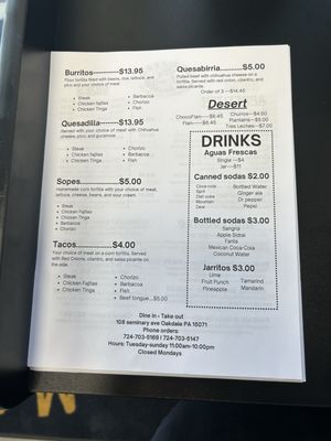 Menu photo 2 El Marro Oakdale, PA