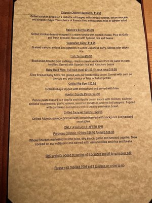 Menu photo 2 Eagle's Landing Restaurant June Lake, CA Menu photo 2 Eagle's Landing Restaurant June Lake, CA