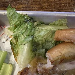 Wilted lettuce in my sons burger. That they took back added cheese then microwaved. The sides of the buns were hard as a rock.