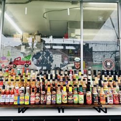 El Jefes Cubanos and Moore - Plethora of hot sauces! Love it!