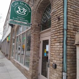 Exterior outside entrance of Cafe Ah-Roma - Walked down to a closed for break and early St. Patrick's day sign of abbreviated hours. :-( - Cleveland, Ohio Exterior outside entrance of Cafe Ah-Roma - Walked down to a closed for break and early St. Patrick's day sign of abbreviated hours. :-( - Cleveland, Ohio