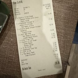 Louisiana Bayou Bistro - Receipt