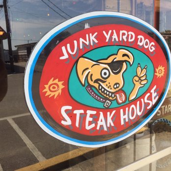Junkyard Dog Steakhouse - The logo on the door - Steakhouses Near Me - Hohenwald, Tennessee