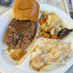 Food City - Hubby's meatloaf meal, on his lunch break. He said it's like comfort food, delicious.
