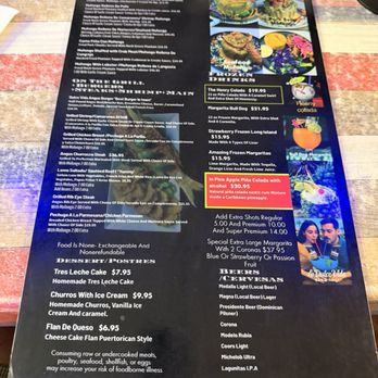 La Dulce Vida - Menu (one side) - Latin American Near Me - San Juan, Puerto Rico
