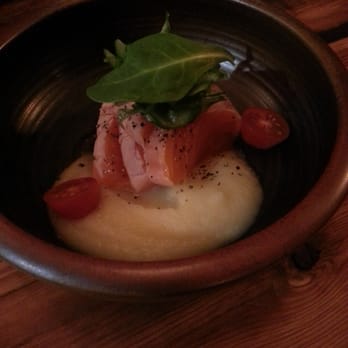 MeNami - Smoked salmon with parsnip puree - Japanese Near Me - Toronto, Ontario MeNami - Smoked salmon with parsnip puree - Japanese Near Me - Toronto, Ontario