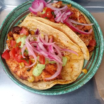 California Fish Grill - Two salmon tacos someone in my MeetUp group ordered - Seafood Near Me - San Diego, California California Fish Grill - Two salmon tacos someone in my MeetUp group ordered - Seafood Near Me - San Diego, California