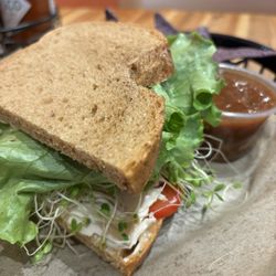Middle Way Cafe - Mayflower Sandwich (GF Option Available) with sprouts. Yummmm